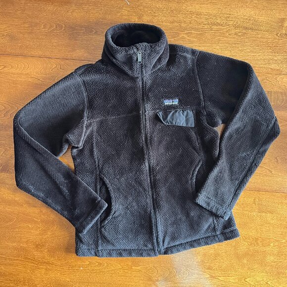 Patagonia Tops - Patagonia black grid fleece full-zip jacket XS/S